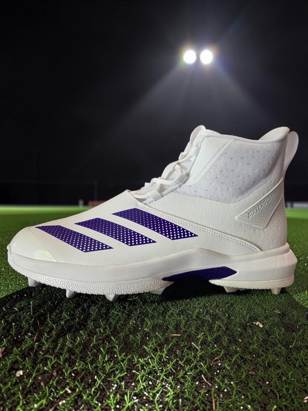 Adidas Adizero Chaos NCAA Men Football Lineman Molded Cleat Size 14 White Purple